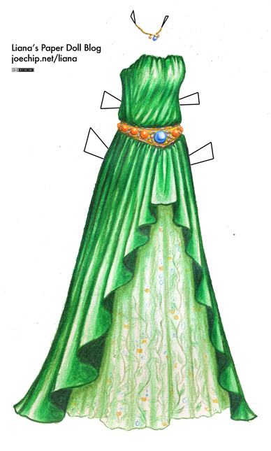 green-tutorial-dress-with-gold-jeweled-belt-and-fish-pattern-underskirt-tabbed