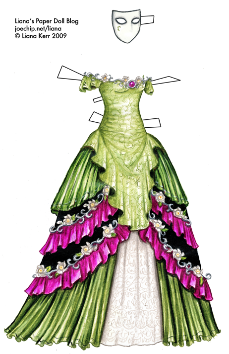 halloween-masquerade-costume-series-four-green-layered-gown-with-silver-scrolls-and-magenta-accents-tabbed