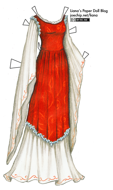 january-birthday-dress-with-red-arabesque-patterned-tunic-and-long-sleeved-underdress-and-snowdrops-tabbed