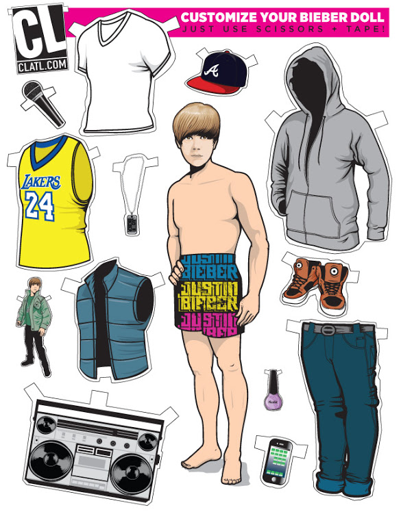 JustinBieber boneco de papel com figurino