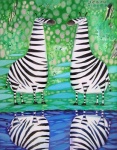 Зебры у водоема
